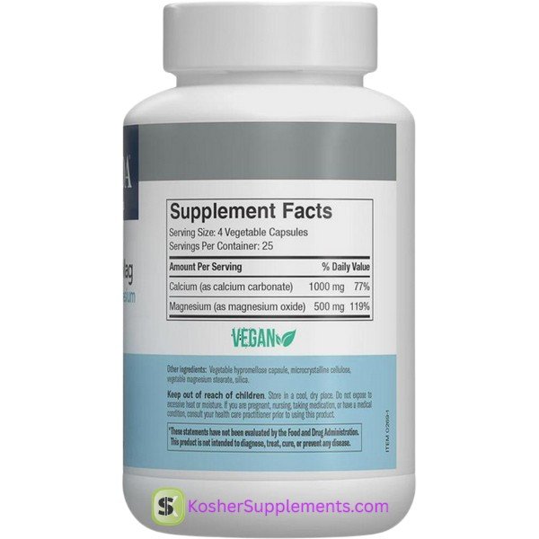 Freeda Kosher Super Cal/Mag Capsules – Calcium and Magnesium Kosher Supplement for Bone Support
